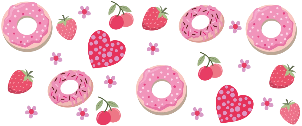 UV DTF samolepky - Donuty s jahodami