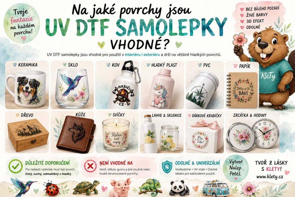 UV DTF SAMOLEPKA - Vlastní text jeden řádek