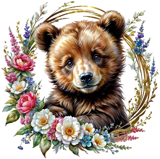 NAŽEHLOVAČKA -  Medvěd s květinami