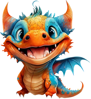 NAŽEHLOVAČKA -  Dráček modro oranžový s růžky