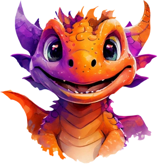 NAŽEHLOVAČKA -  Dráček fialovo oranžový s úsměvem