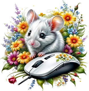 NAŽEHLOVAČKA - Myška s myší a květinami