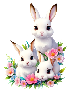 NAŽEHLOVAČKA - Tři králíci s květinami