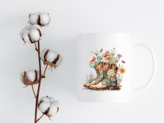 HRNEK - Kovbojské boty s květinami 