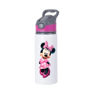 Láhev hliníková - 650 ml Minie v růžových šatičkách