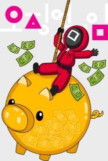 NAŽEHLOVAČKA - Squid Game postava čtverce s prasátkem