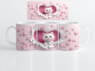 HRNEK - Kočička bílá v srdíčku