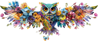 UV DTF samolepky - Sova z květin