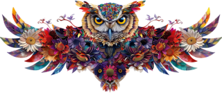 UV DTF samolepky - Sova z květin 1