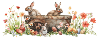 UV DTF samolepky - Zajičci s vajíčky