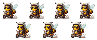 UV DTF samolepky - Včelka na motorce