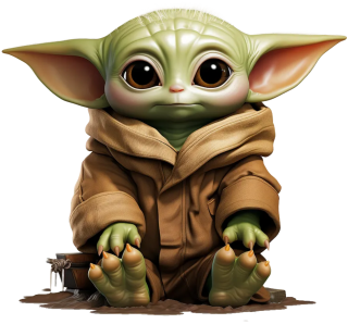 NAŽEHLOVAČKA - Baby Yoda sedí