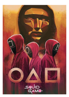 NAŽEHLOVAČKA - Squid Game potisk oranžovo-červený